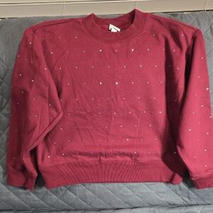 A New Day Burgundy Cropped Crewneck Sweatshirt